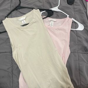 H&M maternity tank tops, size S, cream and pink.